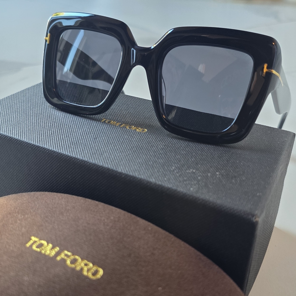Tom Ford Black and Gold Square Sunglasses